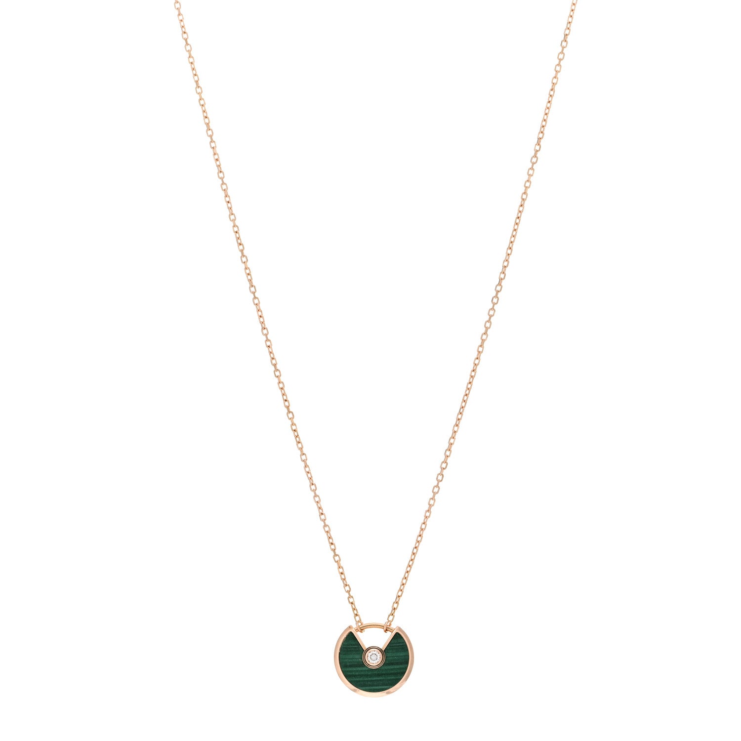 Cartier 18K Pink Gold Diamond Malachite XS Amulette de Cartier Pendant Necklace 1 of 4