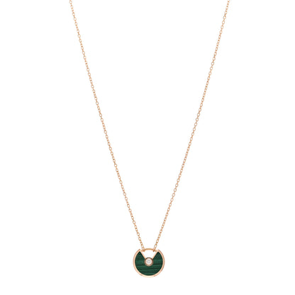 Cartier 18K Pink Gold Diamond Malachite XS Amulette de Cartier Pendant Necklace 1 of 4
