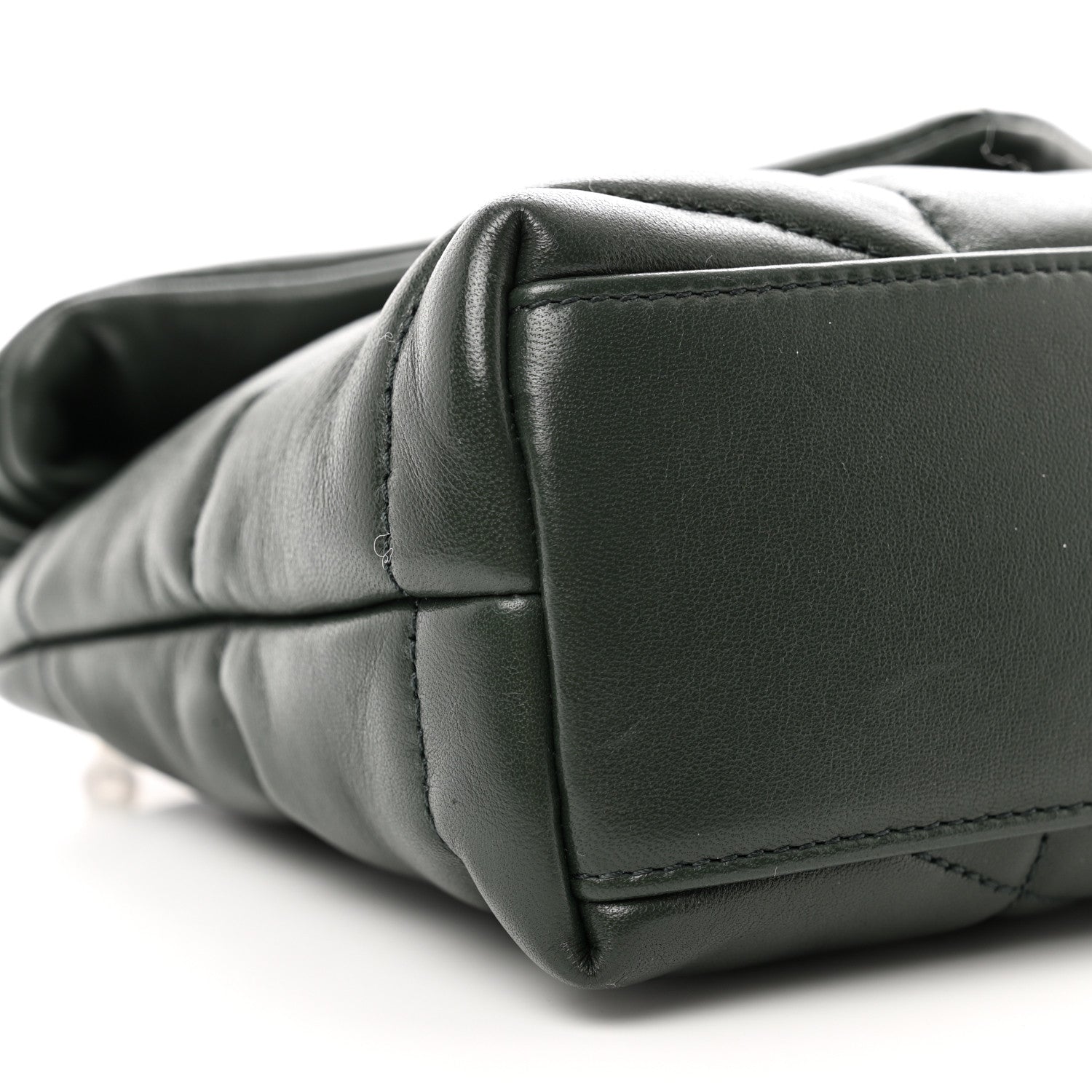 Saint Laurent Lambskin Quilted Toy Loulou Puffer Monogram Chain Satchel Verte Fonce 8 of 11