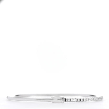 Tiffany 18K White Gold Diamond Metro Bangle Bracelet 2 of 4