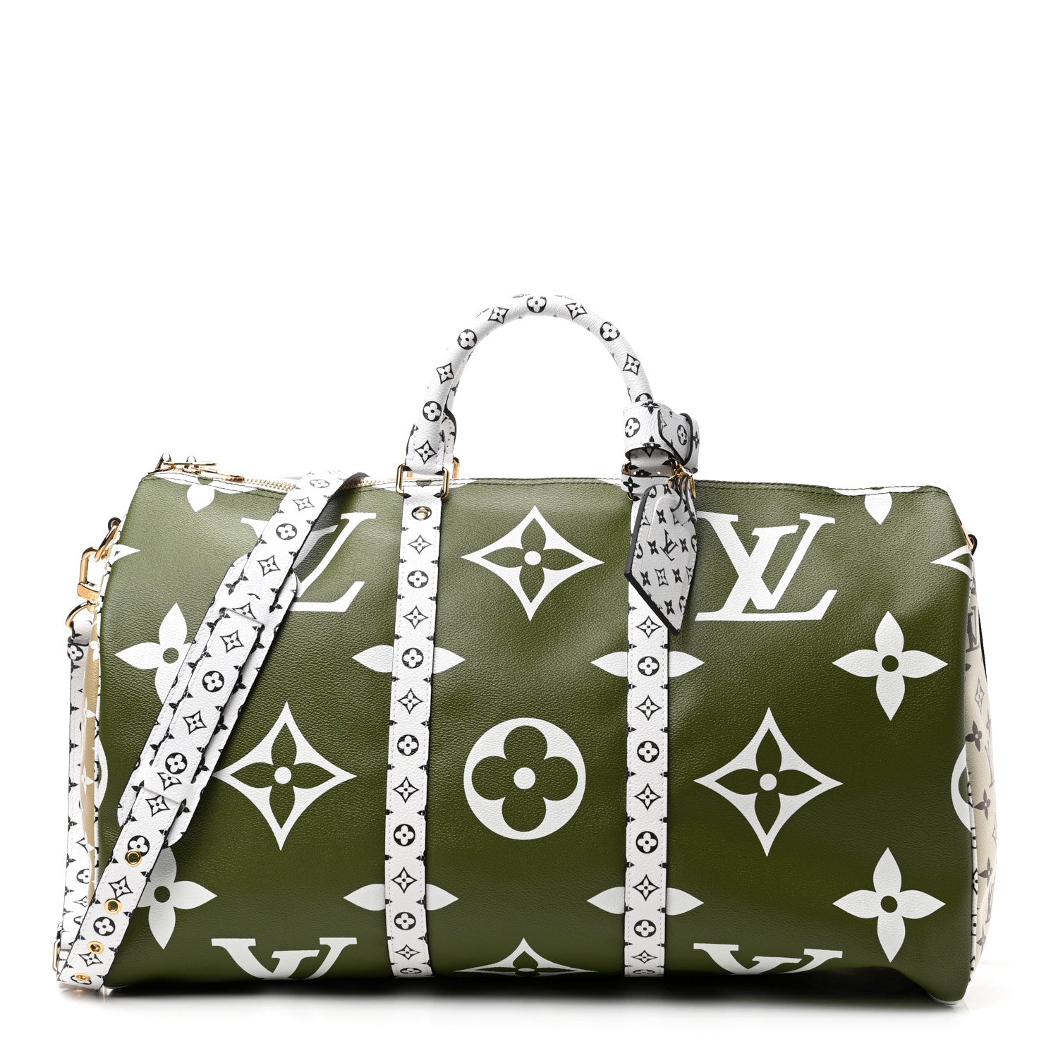 Louis Vuitton Monogram Giant Keepall Bandouliere 50 Kaki Beige 1 of 9