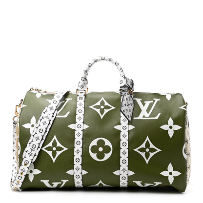 Louis Vuitton Monogram Giant Keepall Bandouliere 50 Kaki Beige 1 of 9