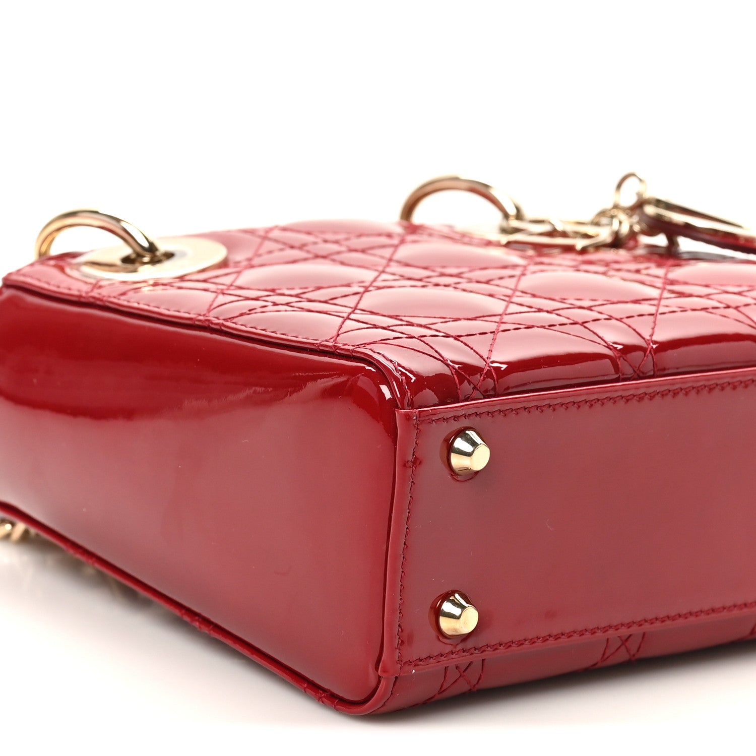 Christian Dior Patent Cannage Mini Lady Dior Red 8 of 11