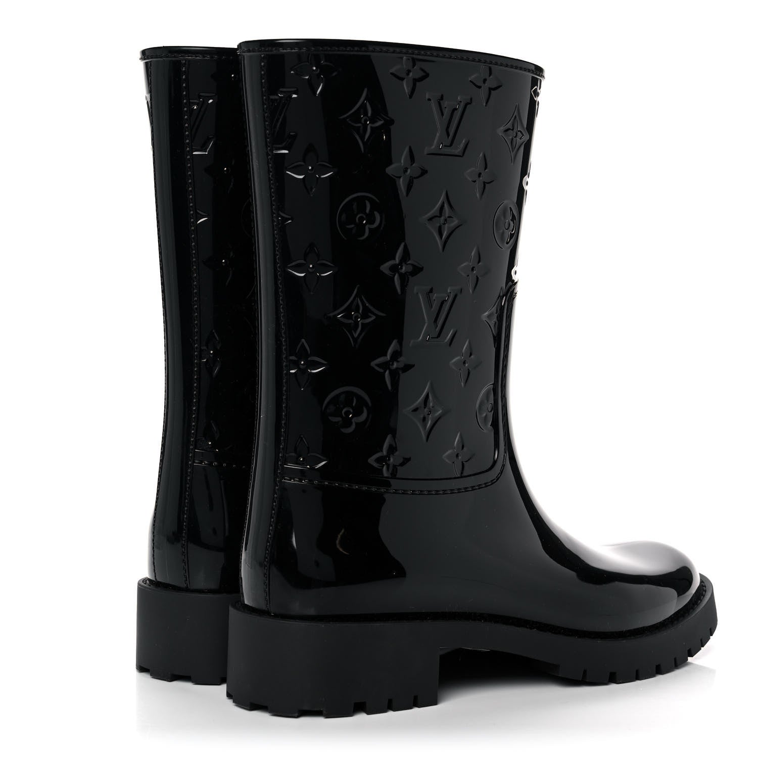 Louis Vuitton Rubber Embossed Monogram Drops Flat Half Boots 41 Black 4 of 8