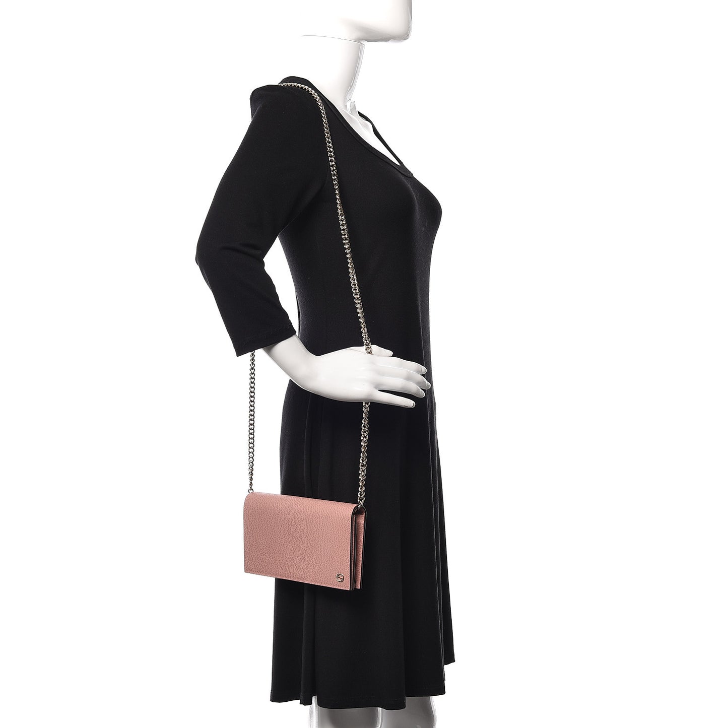 Dollar Calfskin Medium Betty Chain Wallet Soft Pink