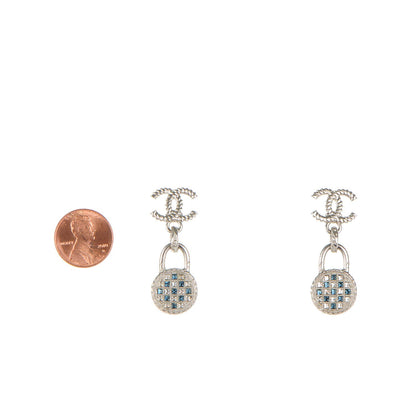 Chanel Baguette Crystal CC Drop Earrings Silver 2 of 5
