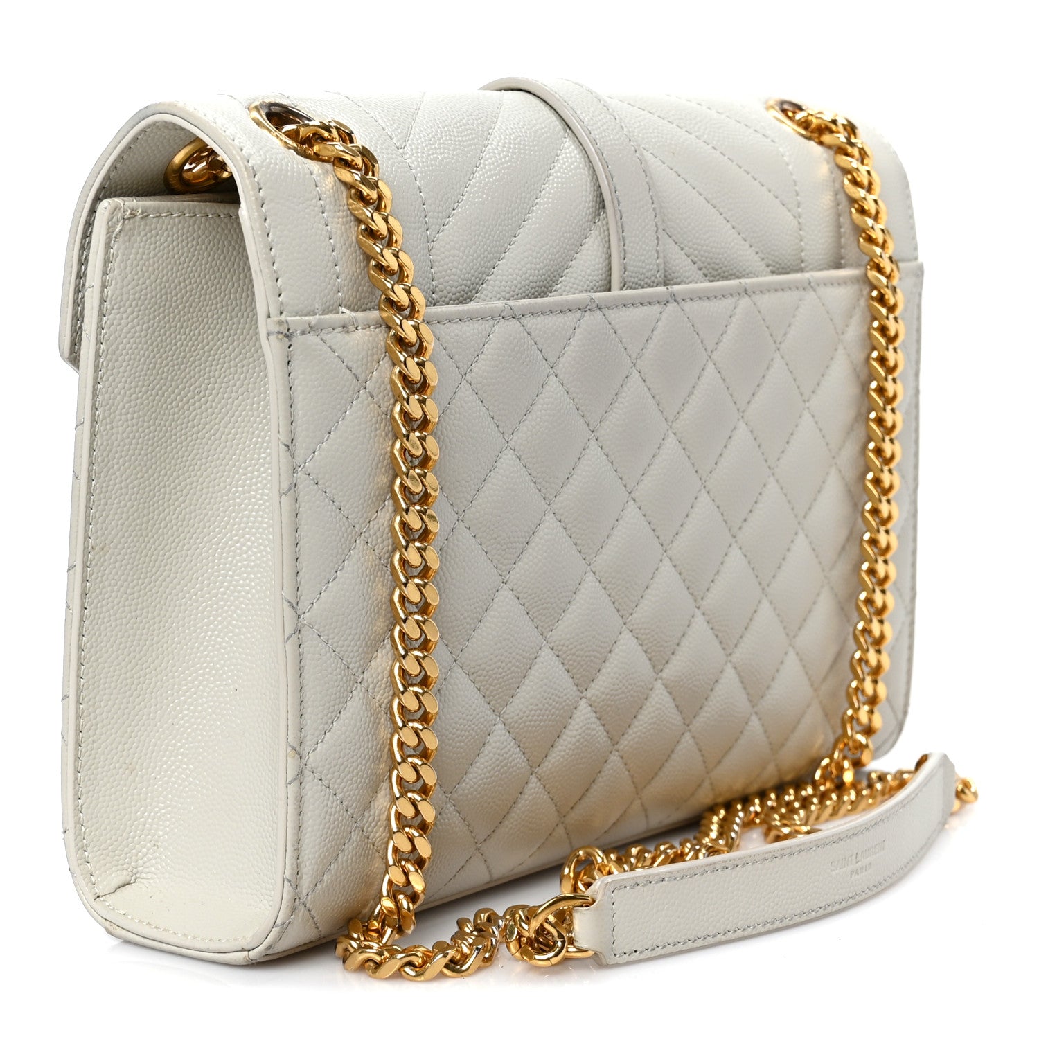 Saint Laurent Grain De Poudre Textured Mixed Matelasse Medium Triquilt Monogram Satchel Crema Soft 2 of 12