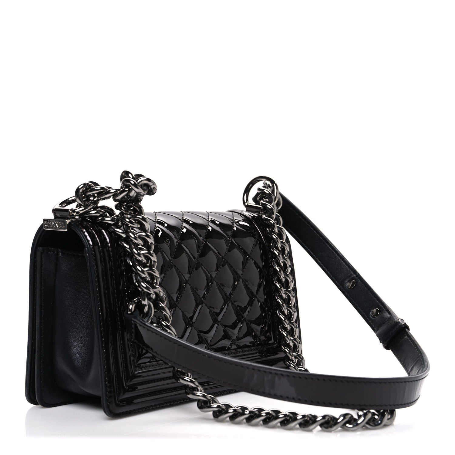 Chanel Patent Calfskin Quilted Small Boy Flap Burgundy 3 of 11