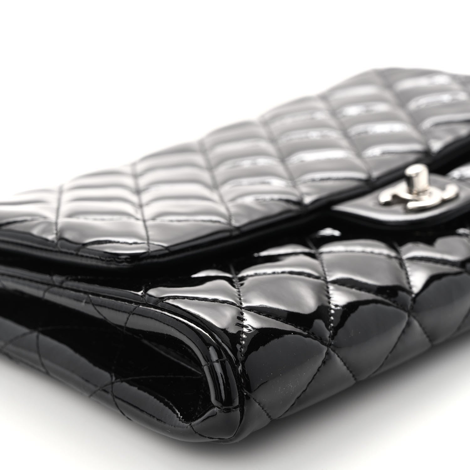 Chanel Patent Quilted Clutch with Chain Flap Black 9 of 10