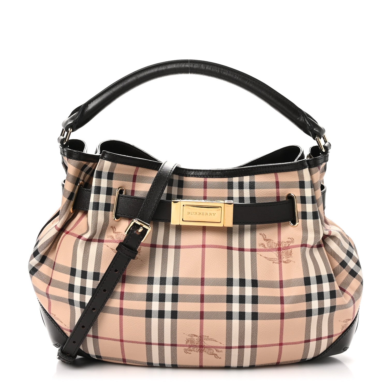 Burberry Haymarket Check Medium Golderton Tote Chocolate 1 of 10