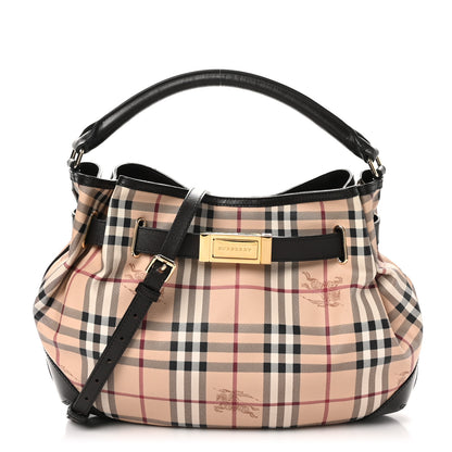 Burberry Haymarket Check Medium Golderton Tote Chocolate 1 of 10