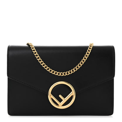 Fendi Vitello Liberty Lucido F is Fendi Medium Envelope Wallet on Chain Black 1 of 10