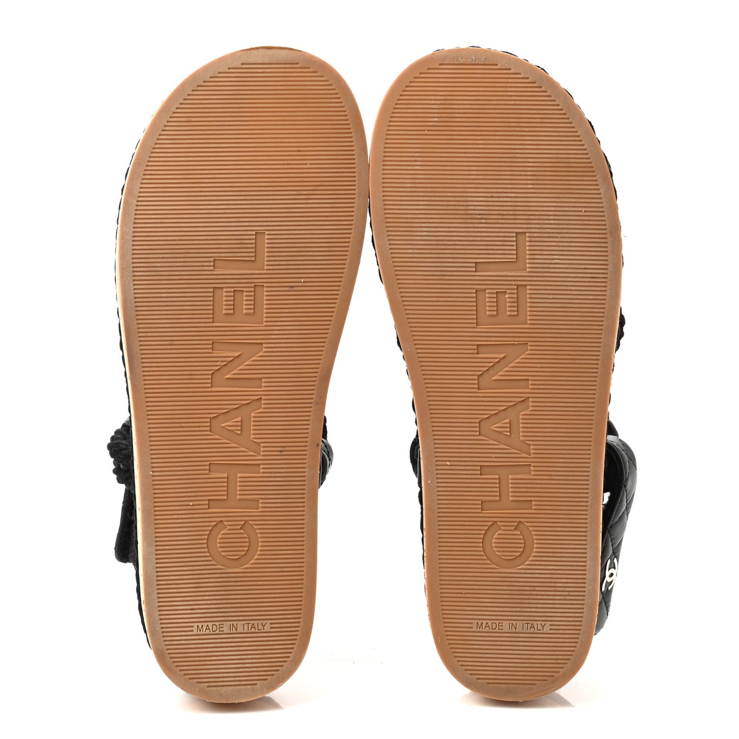 Cord Lambskin Quilted Logo Sandals 38 Black