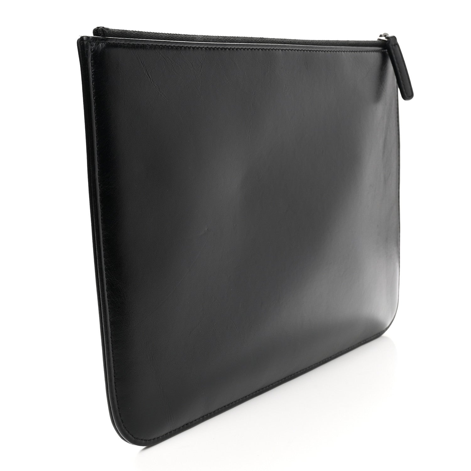 Chanel Shiny Calfskin Crystal Pearl Logo Cosmetic Case Black 3 of 10