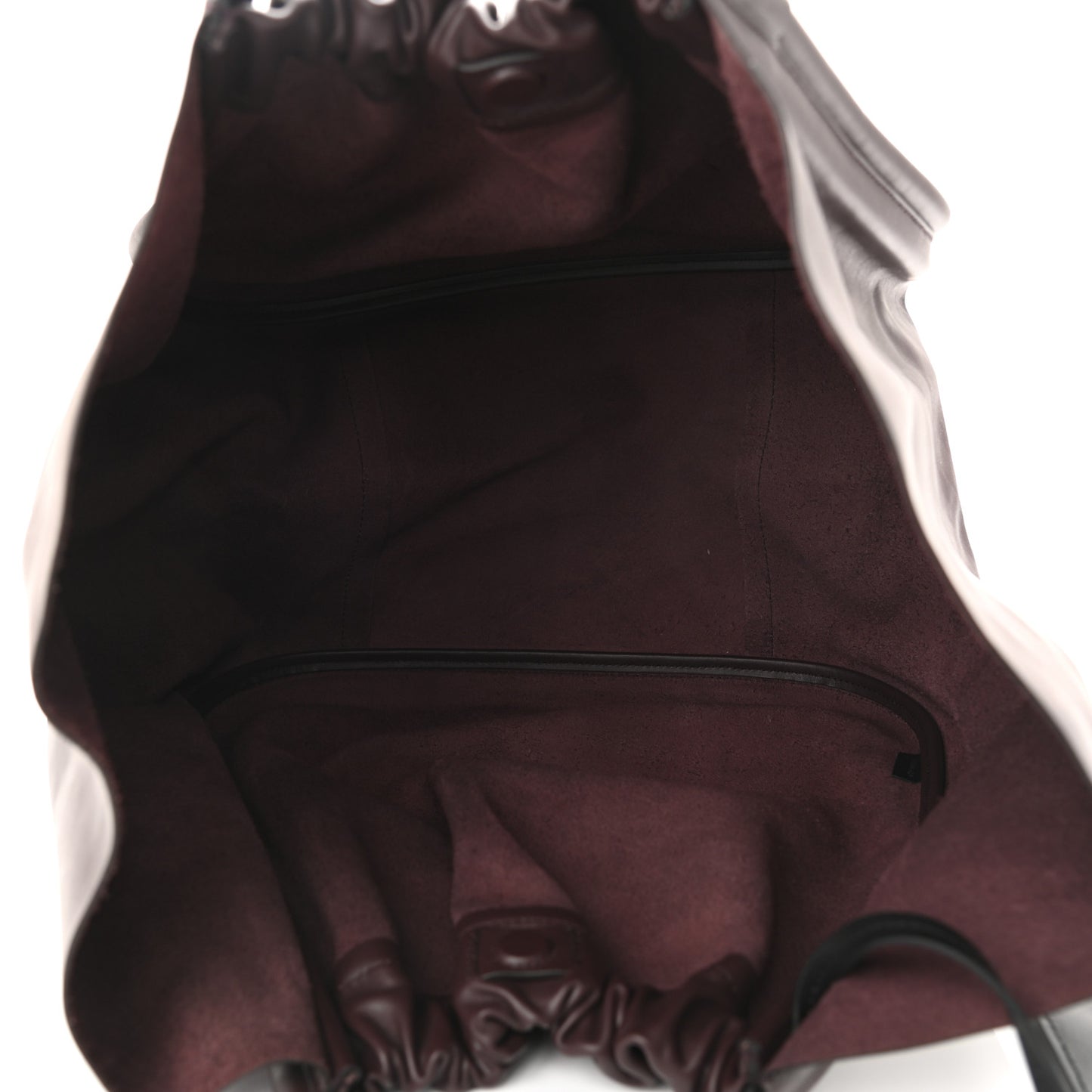 Calfskin XL Ruched Tote Chocolate Plum