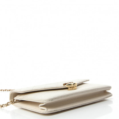 Chanel Grained Calfskin Quilted Cuba Wallet On Chain WOC White 5 of 13