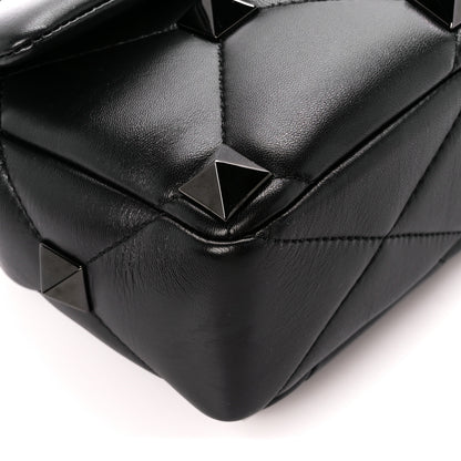 Valentino Garavani Nappa Monochrome Medium Roman Stud Shoulder Bag Black 9 of 10