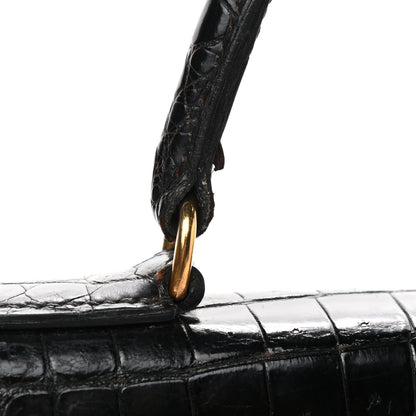 Hermes Shiny Niloticus Crocodile Kelly Sellier 28 Black 11 of 13