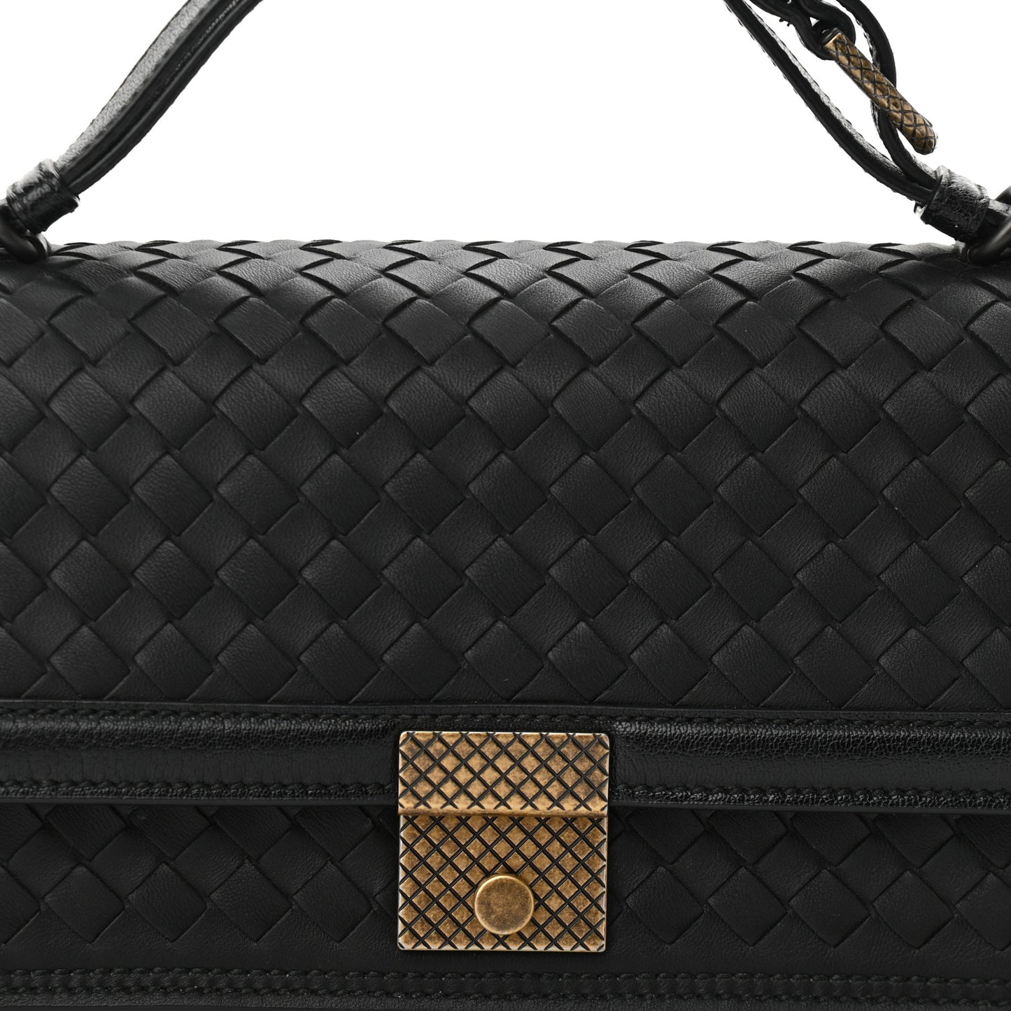 Nappa Intrecciato Top Handle Bag Black