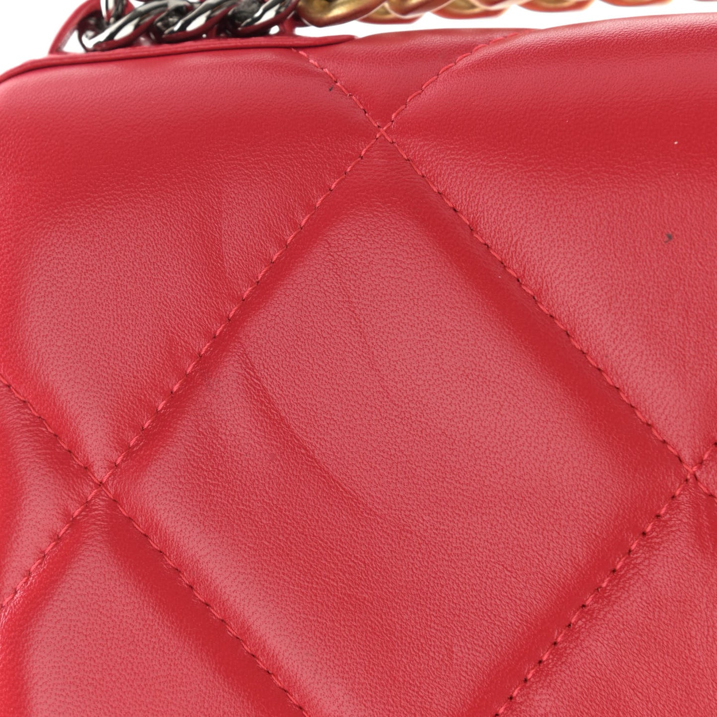 Goatskin Quilted Chanel 19 Wallet On Chain WOC Red