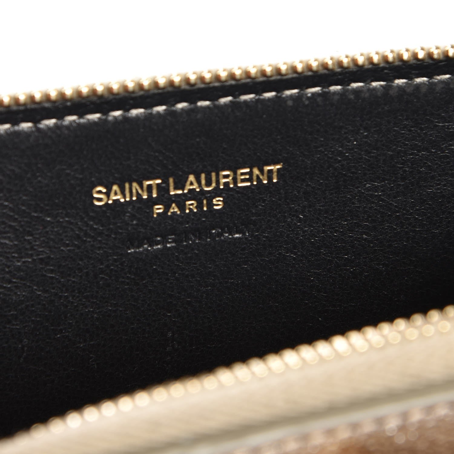 Saint Laurent Metallic Calfskin Monogram Compact Zip Around Wallet Grey 6 of 7