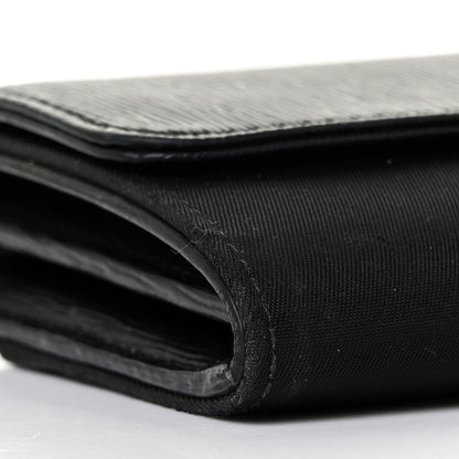Prada Tessuto Nylon Vitello Move Triangle Logo Continental Flap Wallet Black 7 of 9
