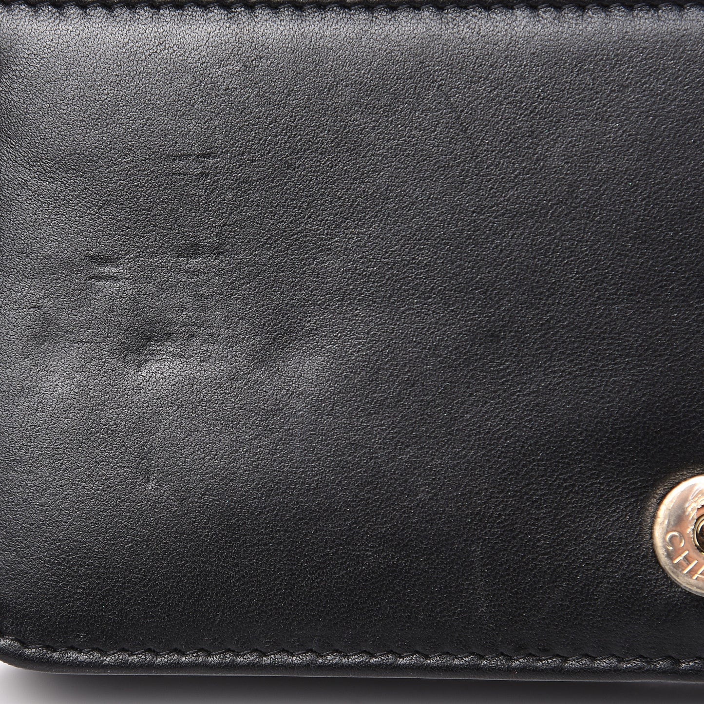Lambskin Quilted Pearl Wallet On Chain WOC Black