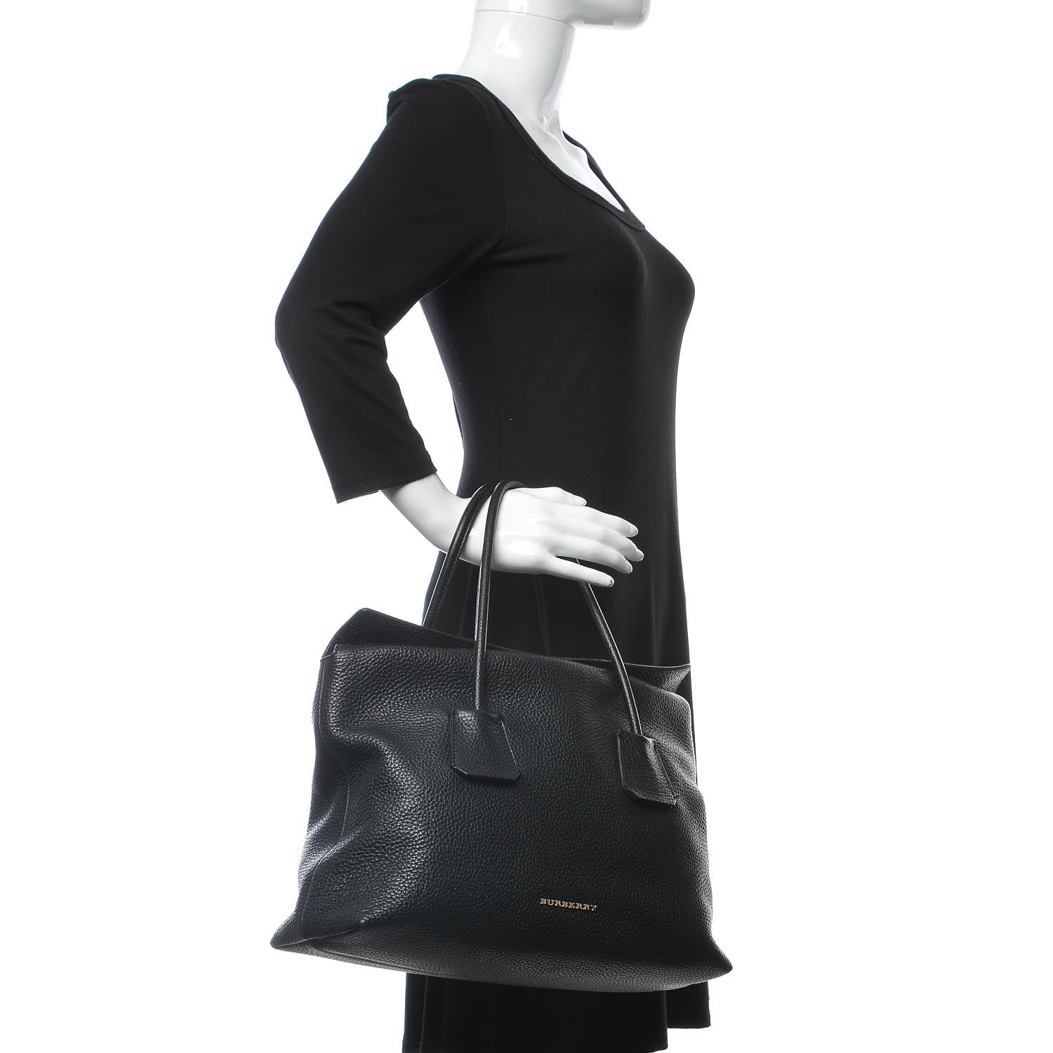 Burberry London Grainy Calfskin Medium Baynard Tote Black 2 of 9