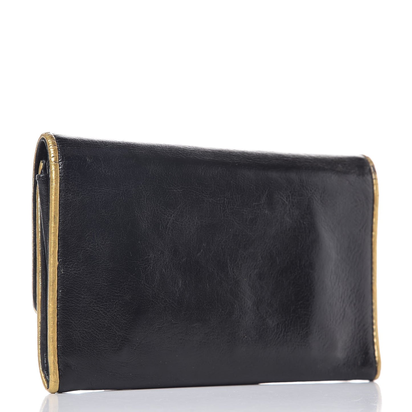 Calfskin CC Flap Wallet Black