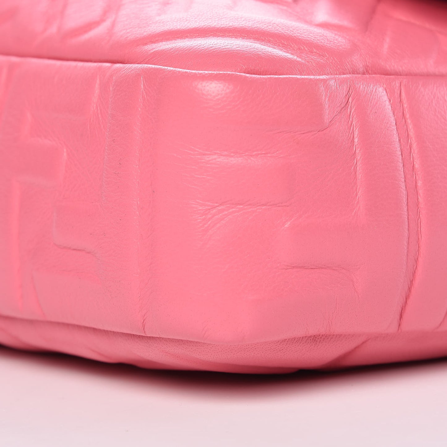 Nappa FF 1974 Embossed Large Baguette Rosa Fluo