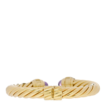 David Yurman 18K Yellow Gold Amethyst Iolite 8mm Cable Classics Hinged Bracelet 2 of 3
