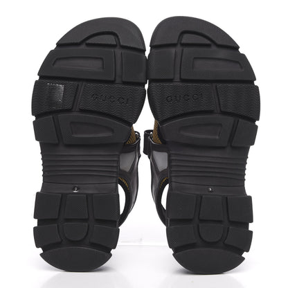 Gucci X SEGA Nappa Mesh Mens Aguru Sandals 9 Loess Black 5 of 10