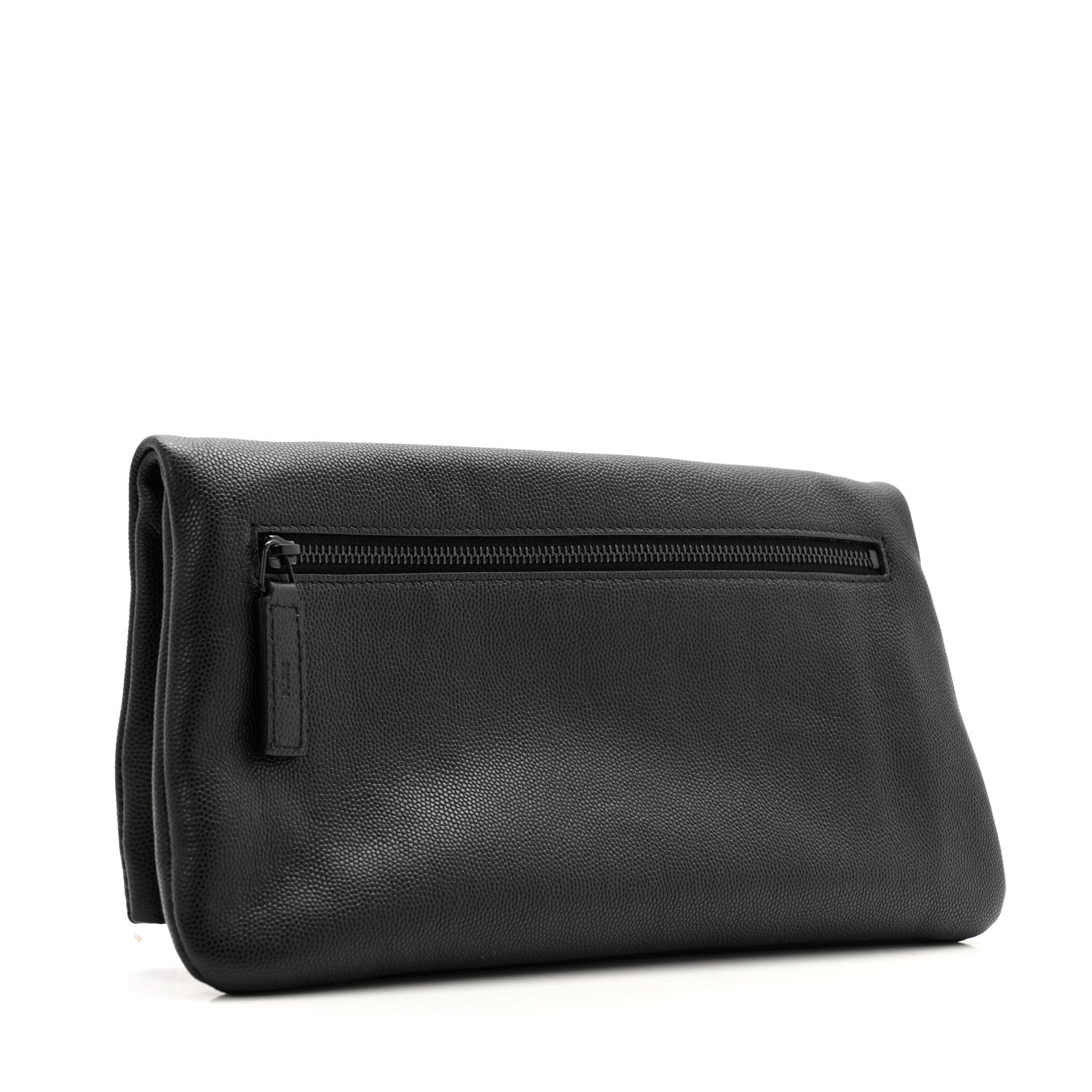 Saint Laurent Grain De Poudre West Hollywood Monogram Fold Over Clutch Black 3 of 9