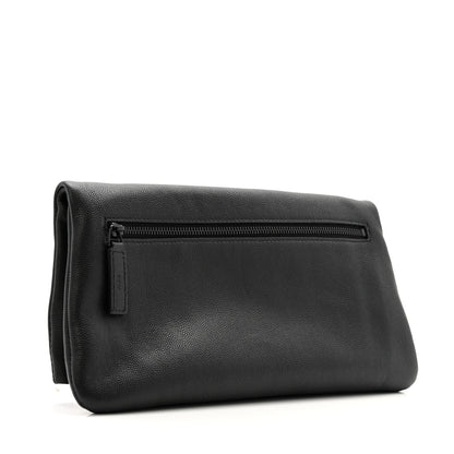 Saint Laurent Grain De Poudre West Hollywood Monogram Fold Over Clutch Black 3 of 9