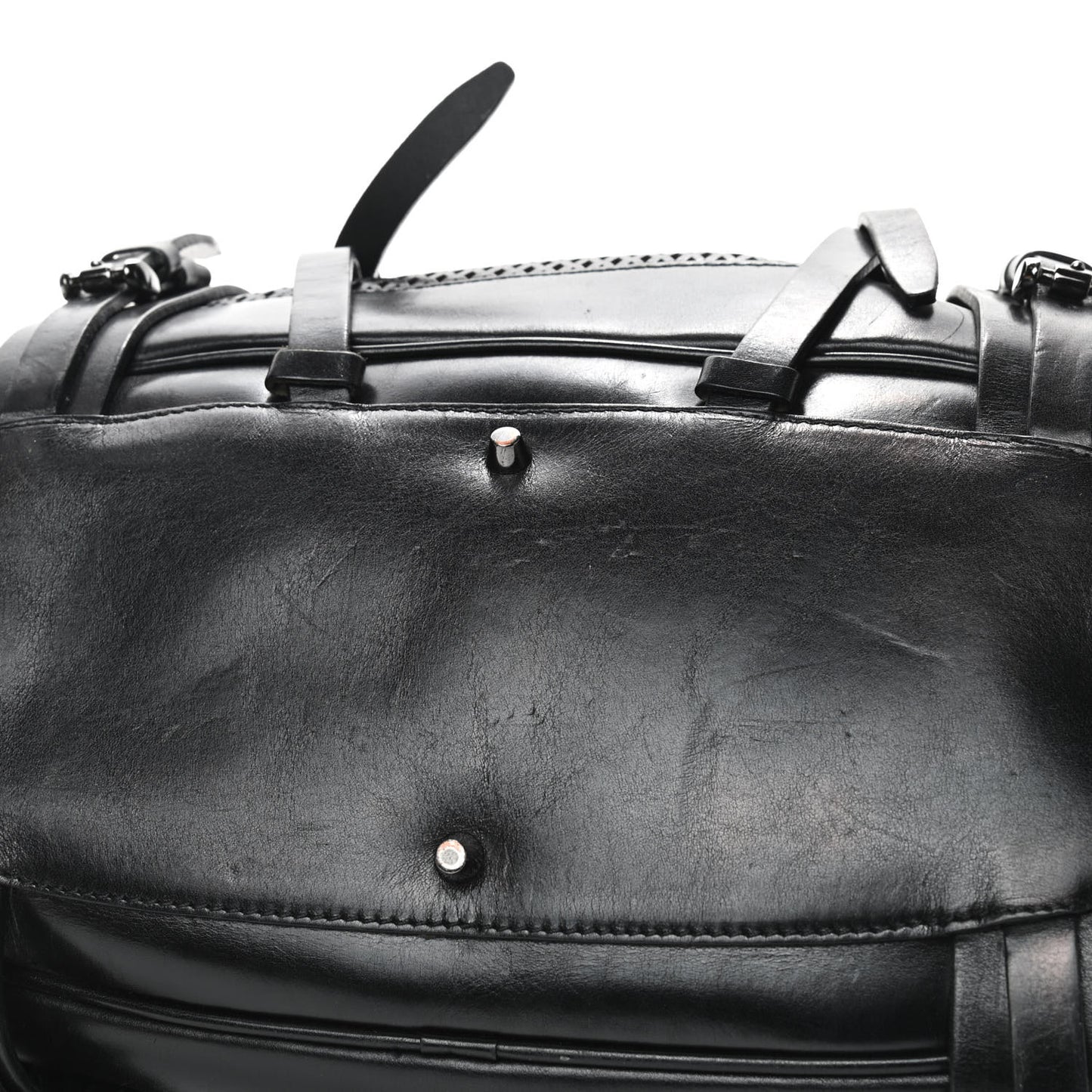 Perforated Calfskin Belted Bag Black