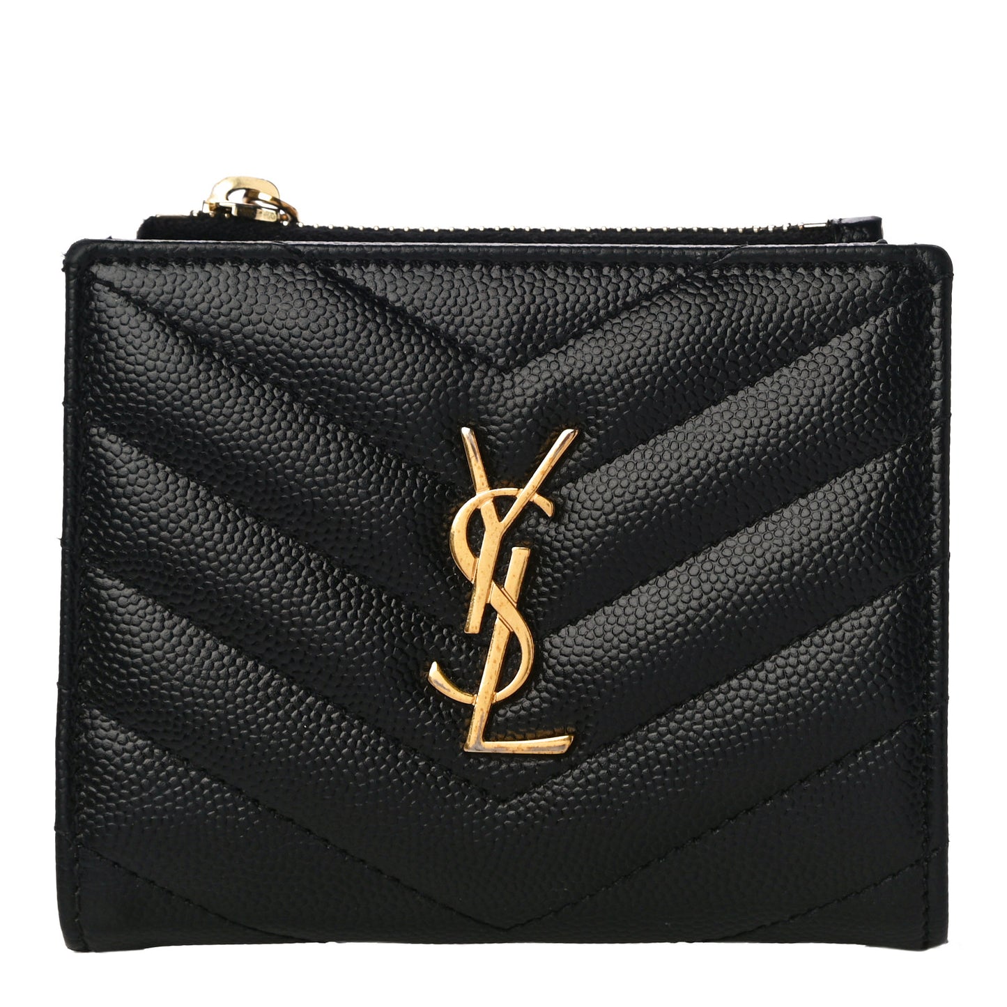 Grain De Poudre Matelasse Chevron Monogram Zipped Card Case Black