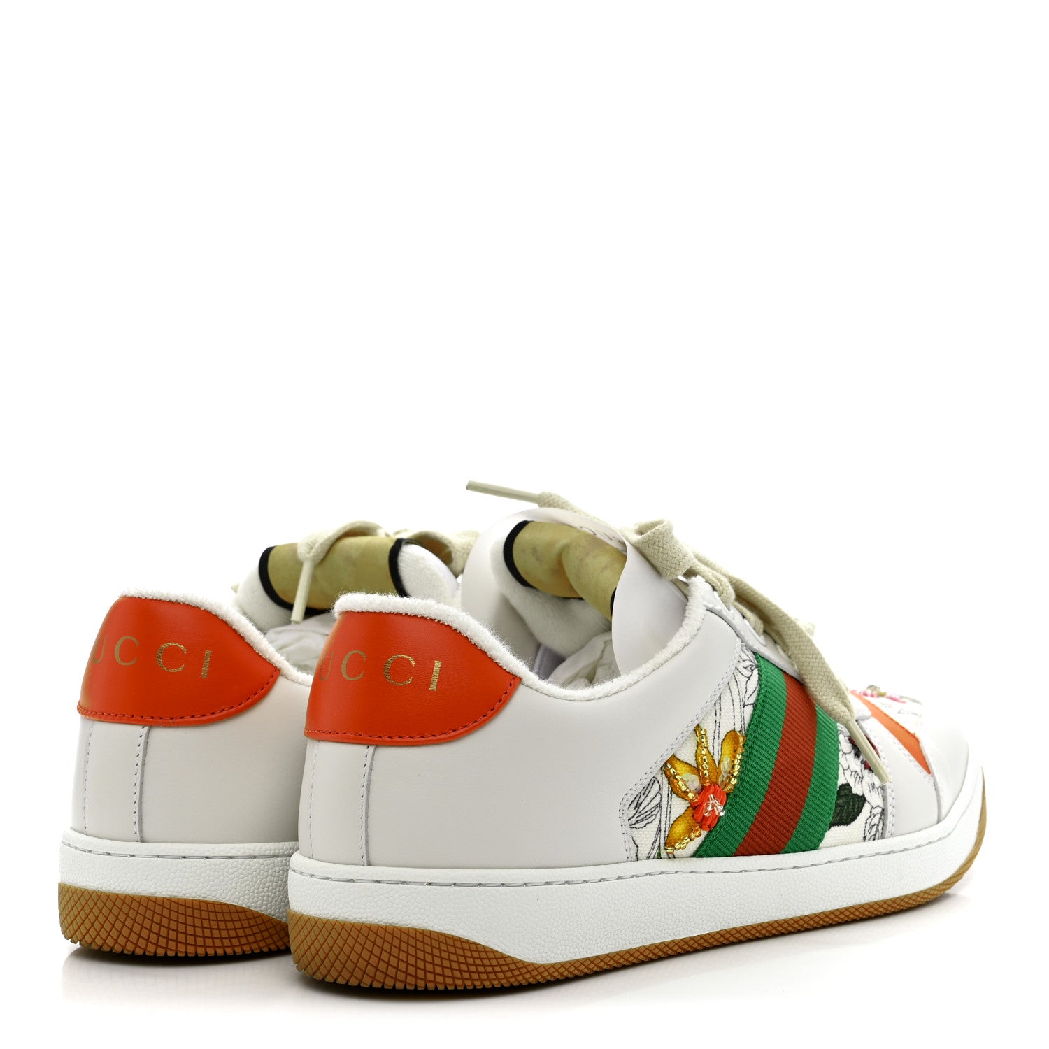 Gucci Sepang Flora Faded Canvas Web Womens Screener Sneakers 38.5 White 5 of 10