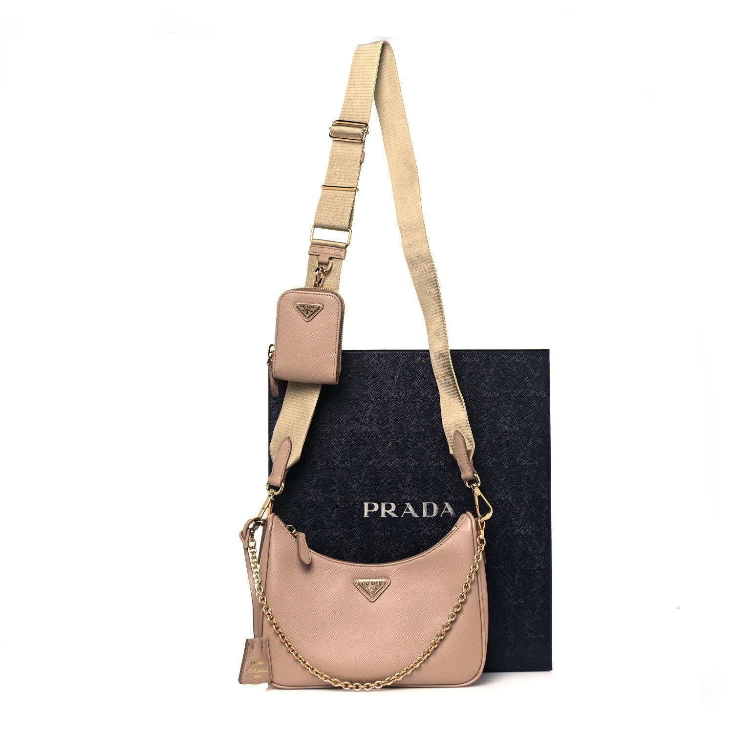 Prada Saffiano Re-Edition 2005 Shoulder Bag Cammeo Beige 12 of 12