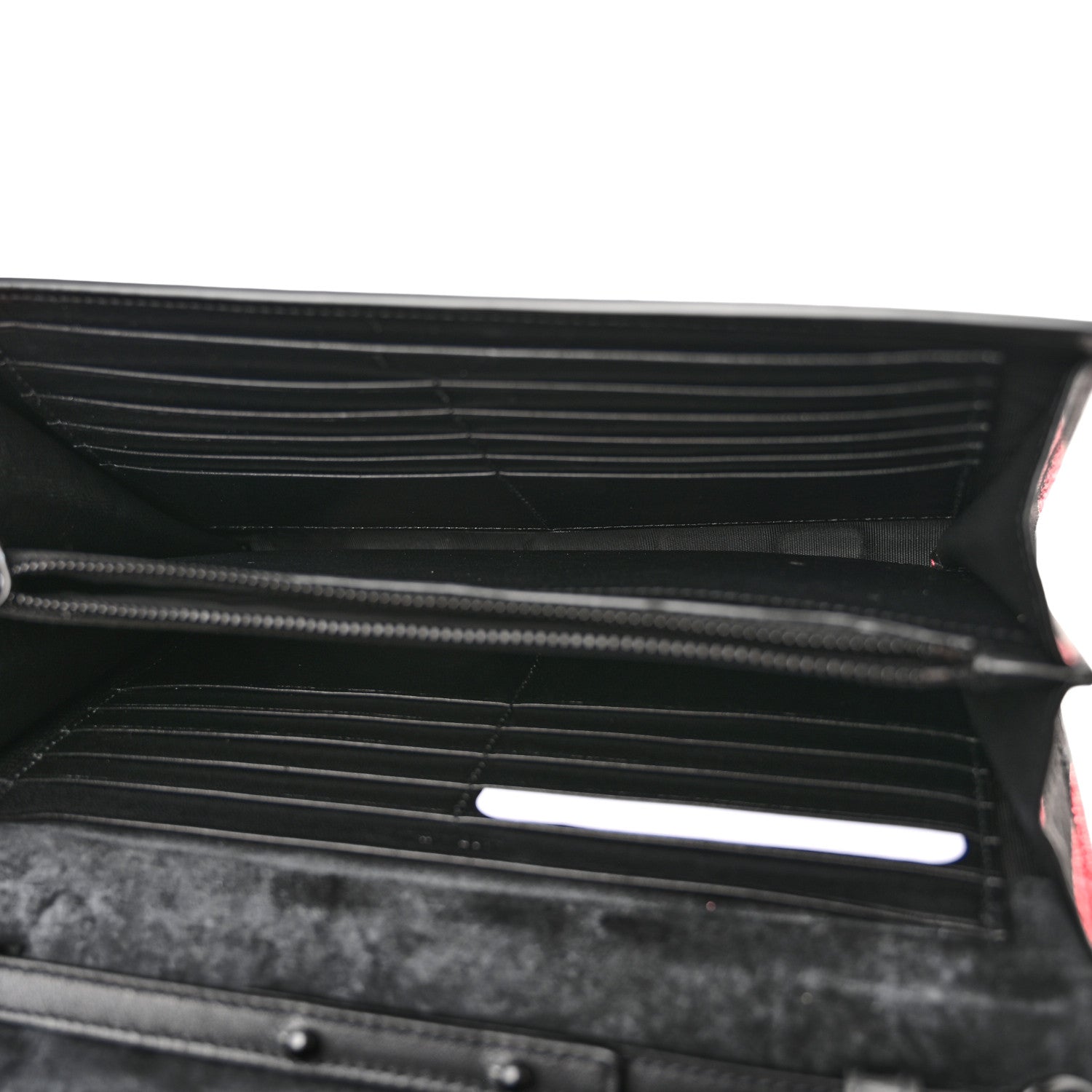 Saint Laurent Metallic Striped Monogram Chain Wallet Red Black 5 of 12