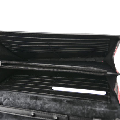 Saint Laurent Metallic Striped Monogram Chain Wallet Red Black 5 of 12