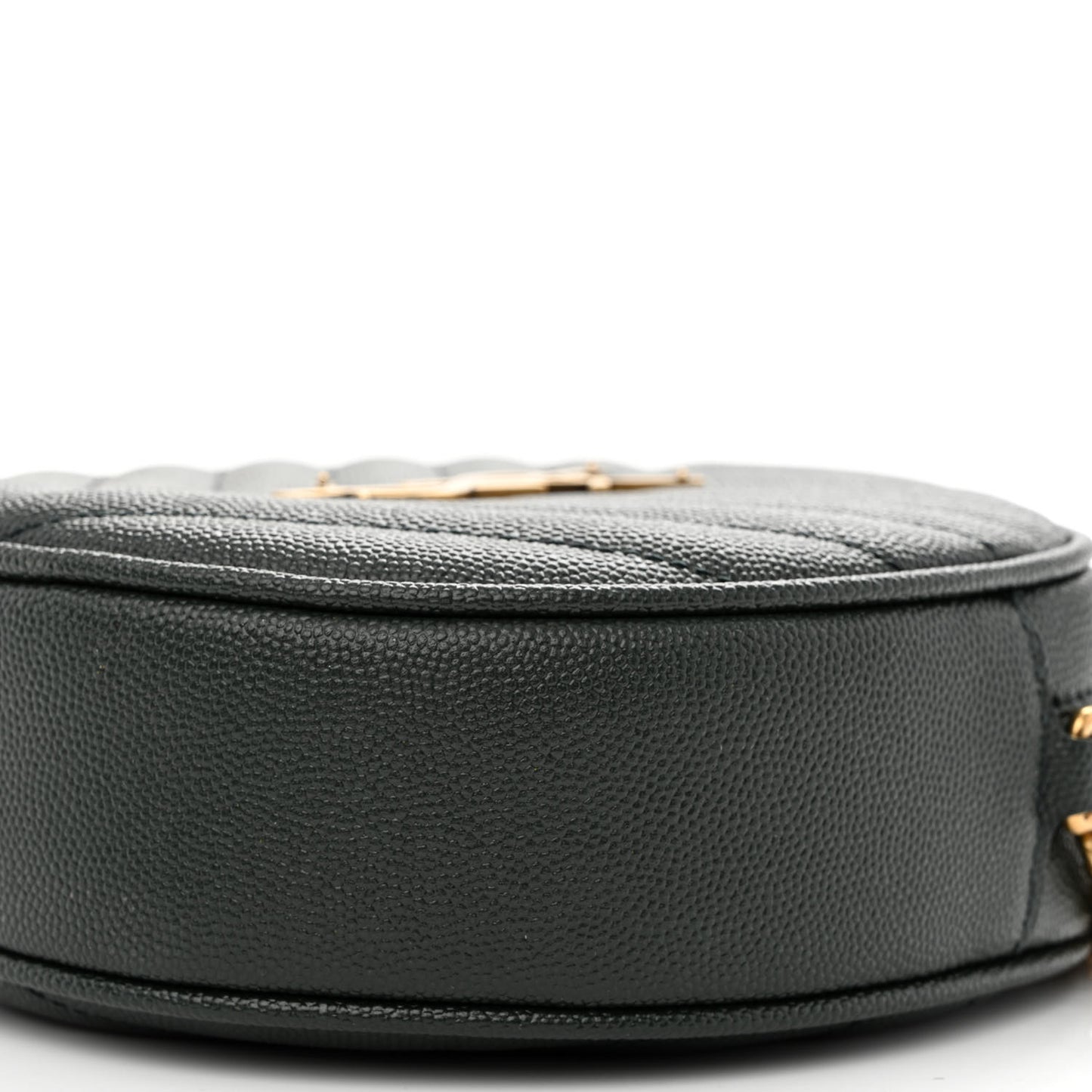 Grain De Poudre Matelasse Chevron Quilted Round Vinyle Camera Bag New Vert Fonce