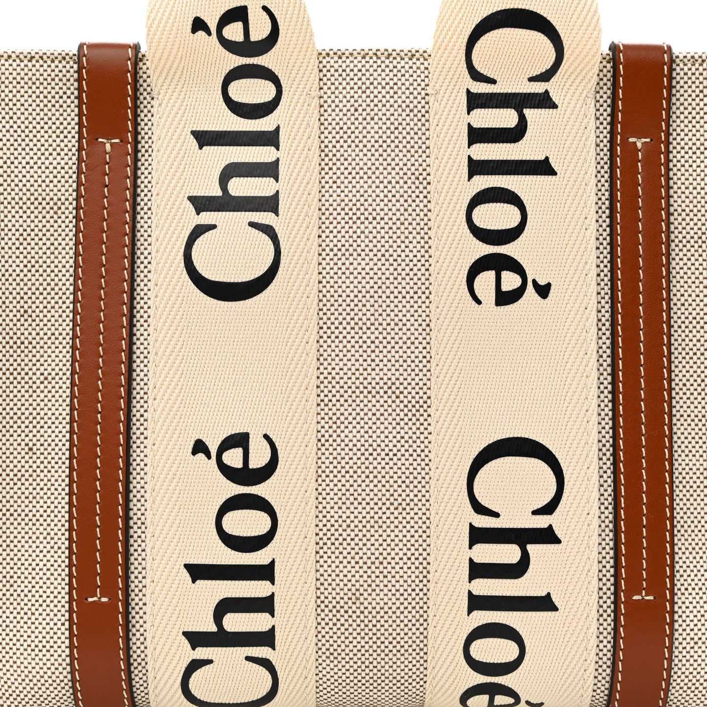 Cotton Calfskin Small Woody Ribbon Tote With Strap White Brown