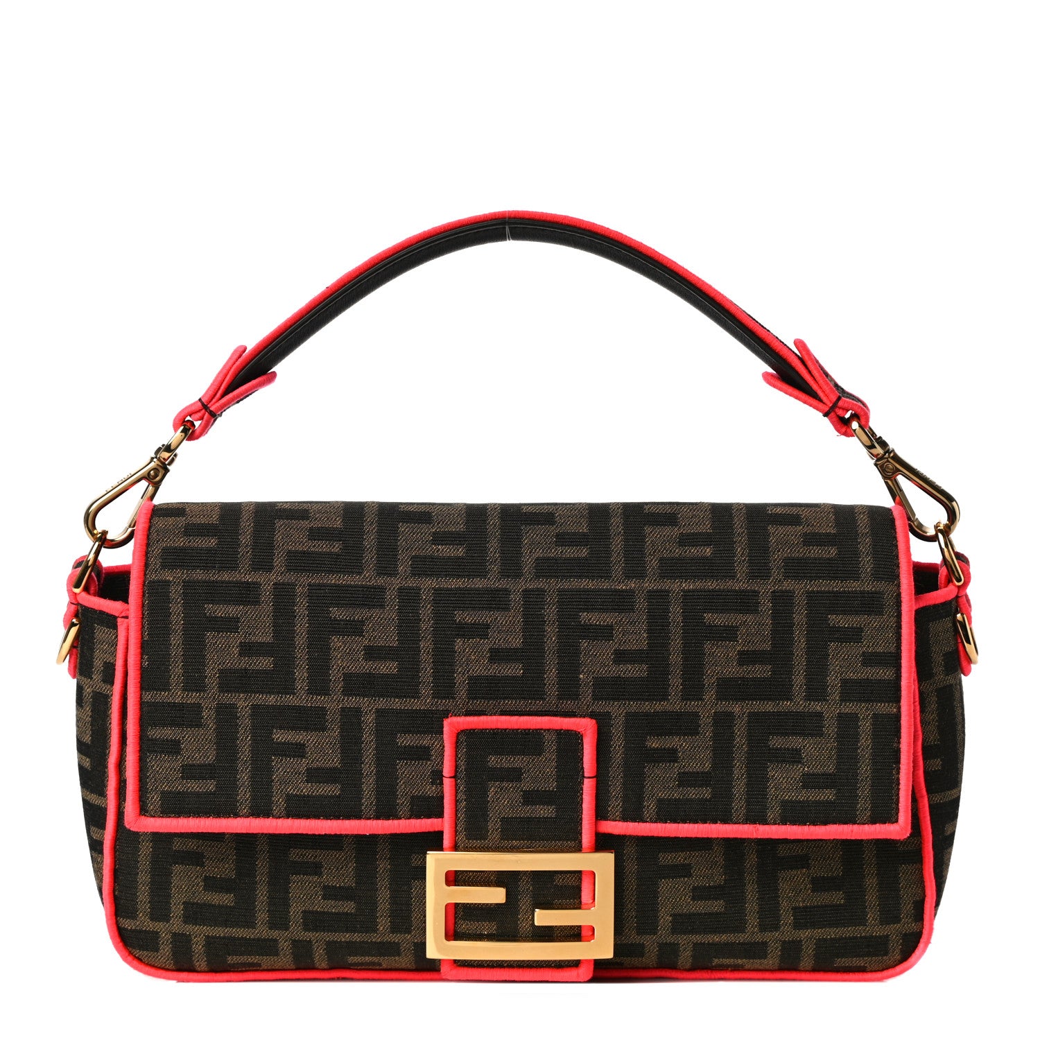 Fendi Fabric Jacquard FF 1974 Baguette Tobacco Moro Fuxia Fluo 1 of 8