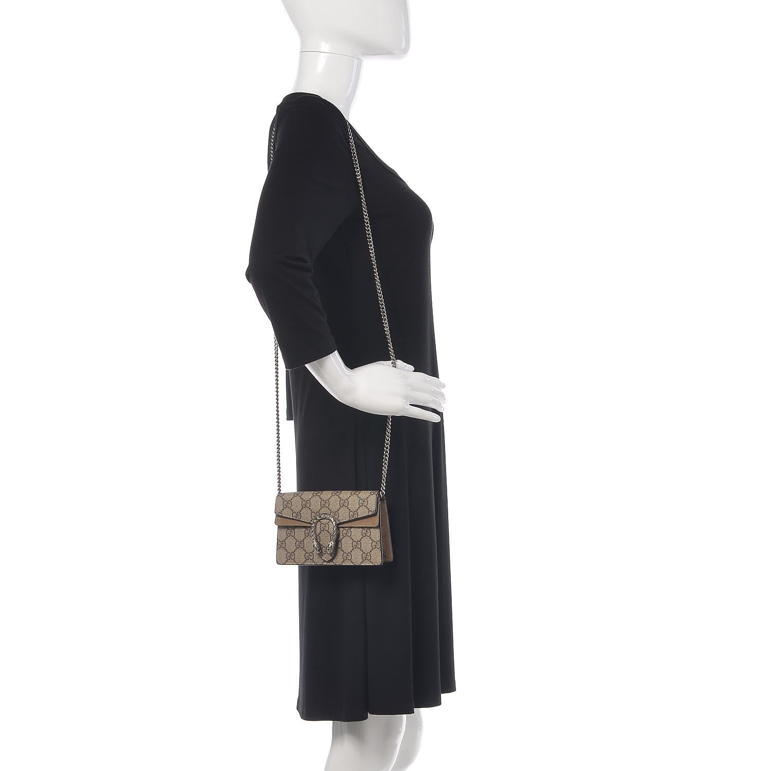 Gucci GG Supreme Monogram Super Mini Dionysus Shoulder Bag Taupe 2 of 9