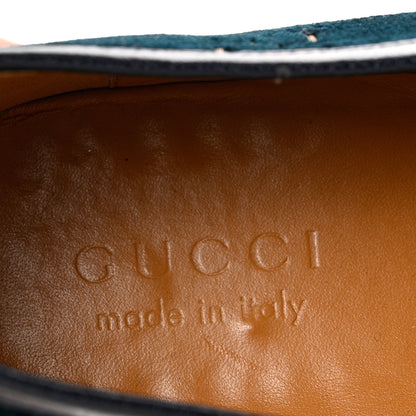 Gucci Velvet GG Monogram Horsebit Mens Jordaan Loafers 11 Blue Beige 7 of 9