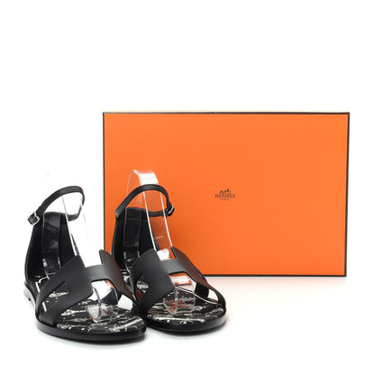 Hermes Calfskin Santorini Sandals 38 Black 11 of 11