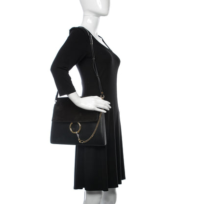 Chloe Suede Calfskin Medium Faye Shoulder Bag Black 2 of 12