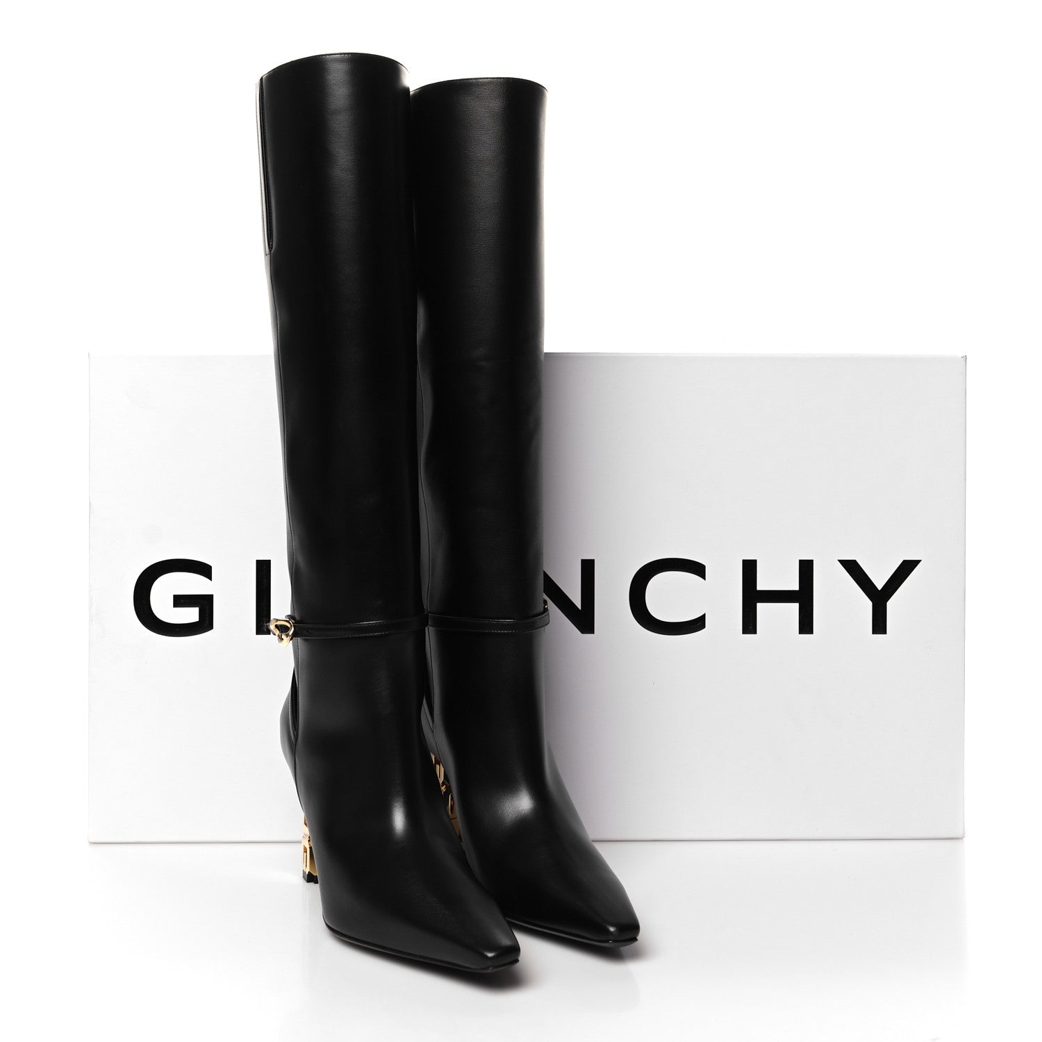 Givenchy Grained Calfskin G Cube Knee High Boots 38 Black 9 of 9