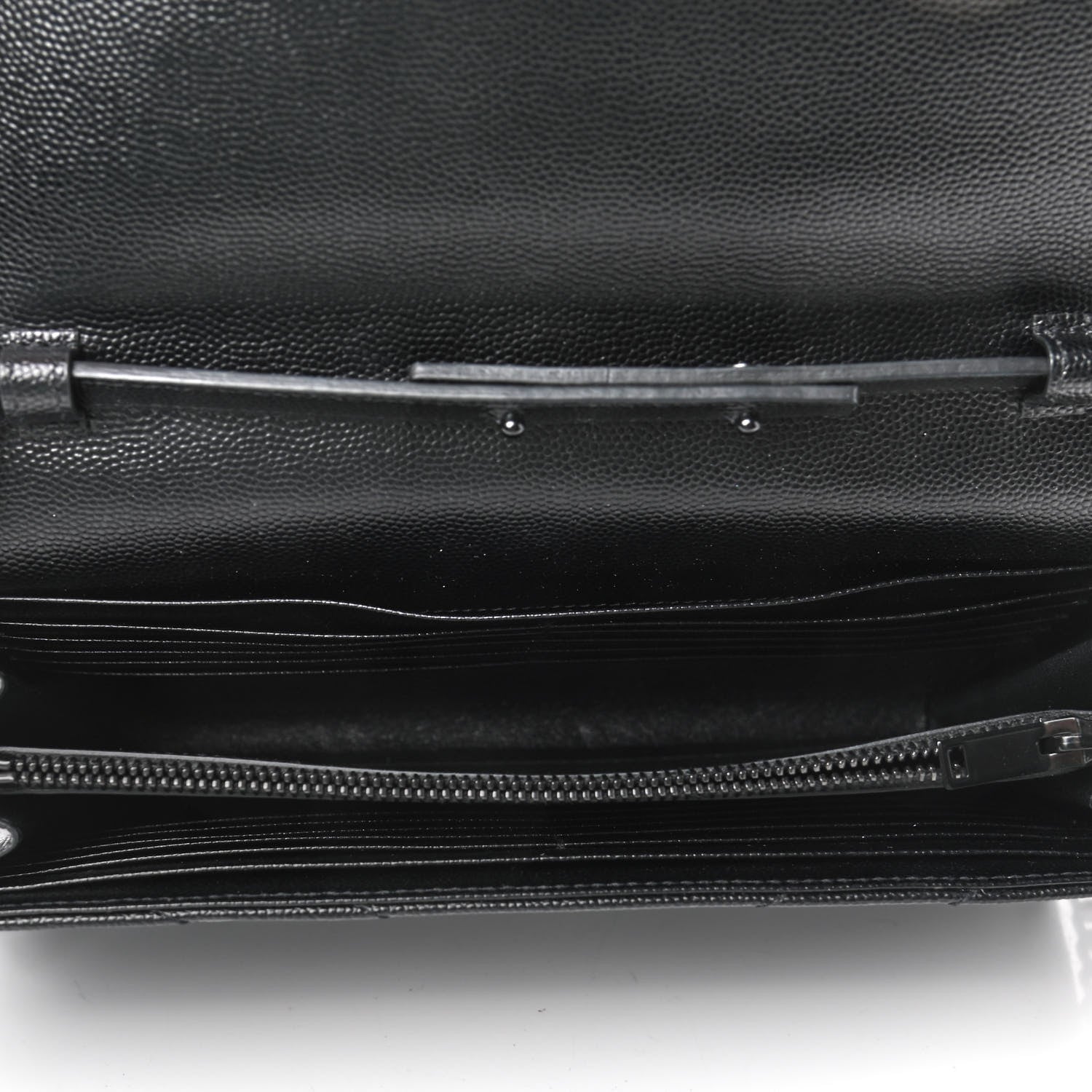 Saint Laurent Grain De Poudre Matelasse Chevron Monogram Chain Wallet Black 4 of 4
