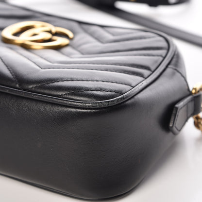 Gucci Calfskin Matelasse Small GG Marmont Chain Shoulder Bag Black 13 of 16